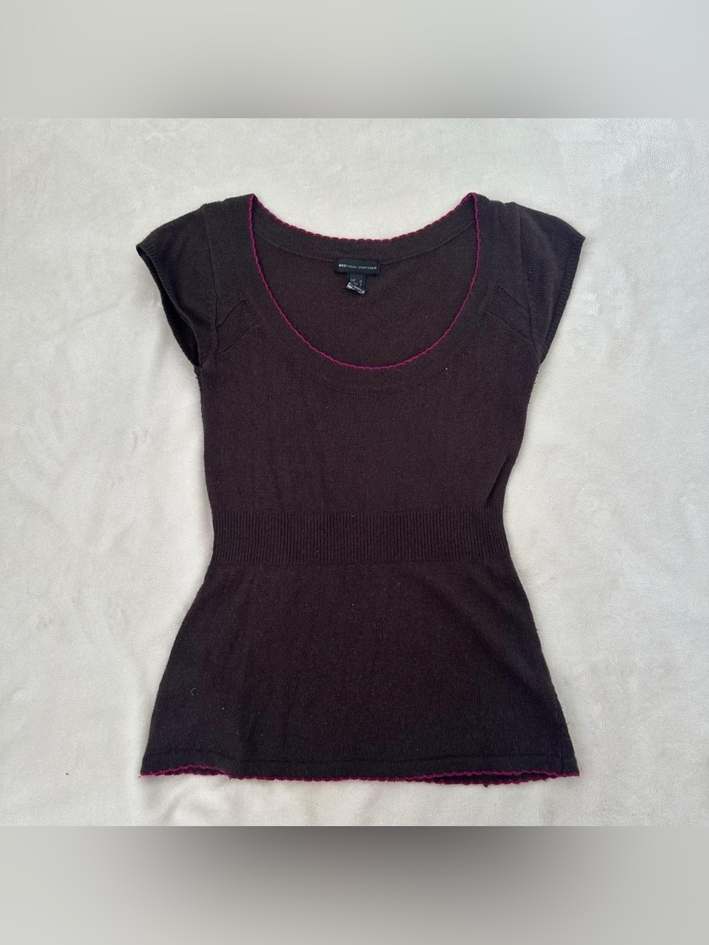 Mango Brown Knit Short Sleeve Top